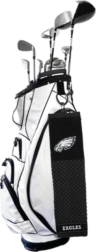 Vista 2 de Team Golf NFL Philadelphia Eagles Toalla de golf bordada, diseño a cuadros y logotipo bordado