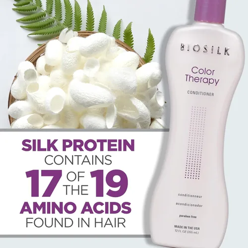 Vista 4 de BioSilk Acondicionador de terapia de color, repone la humedad mientras protege el color, mejora la vitalidad y el brillo, sin sulfatos, parabenos ni