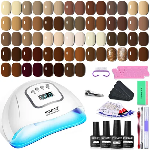 Vista 15 de JODSONE Juego de 23 esmaltes de uñas de gel con base, capa superior brillante y mate, multicolor, de larga duración, adecuado para todas