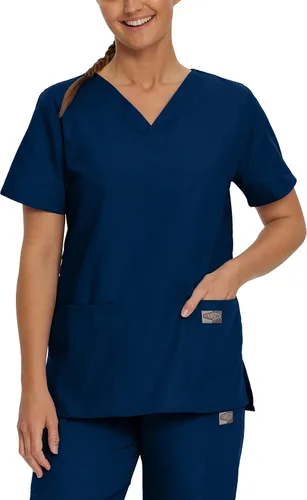Vista 4 de ScrubZone - Parte superior de ambo con manga corta y cuello en V para mujer