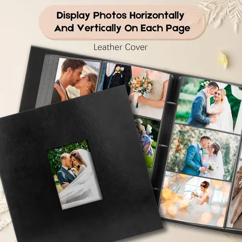 Vista 3 de Álbum de fotos de bolsillo para 1000 fotos 4x6 con cubierta de cuero, capacidad extra grande para 1000 fotos horizontales y verticales, páginas