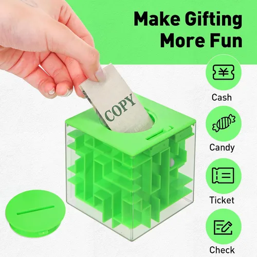 Vista 5 de Patelai Caja de regalo con rompecabezas de laberinto para dinero de 2 piezas, 7.7 cm Caja de regalo con rompecabezas de laberinto para dinero
