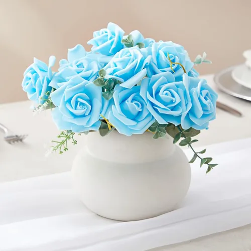 Vista 5 de Juvale – 100 unidades de rosas artificiales para decoración de bodas, baby showers, manualidades, 3 pulgadas
