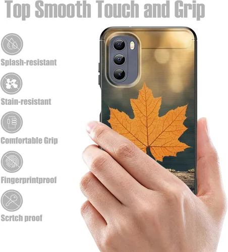 Vista 3 de for Moto Edge 2022 Case,Premium Soft Silicone Rubber Full-Body Protective Bumper Case for Phone Case for Motorola Moto Edge 2022,Autumn Maple Leaf