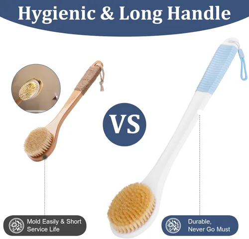 Vista 6 de Limpiador de espalda para ducha, cepillo corporal de ducha para limpieza con mango largo para ducha, limpiador de espalda de 17 pulgadas para ducha