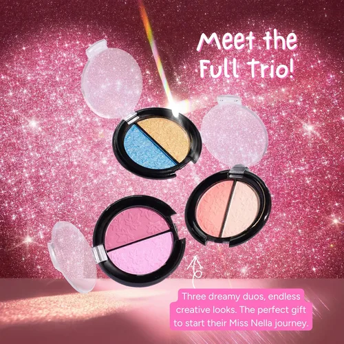 Vista 3 de MISS NELLA Maquillaje para sombra de ojos para niños - Cielos rosados, juguete cosmético para niños, maquillaje no tóxico