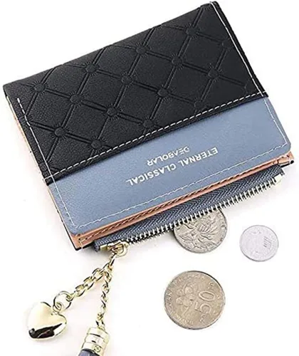 Vista 3 de Cartera pequeña para mujer con bolsillo para monedas, plegable, delgada, con cremallera