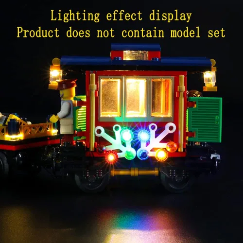 Vista 6 de GEAMENT Kit de luces LED compatible con Lego Winter Holiday Train - Juego de iluminación para el modelo de construcción Creator 10254
