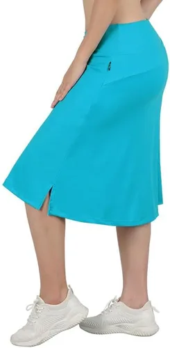 Vista 4 de Falda pantalón hasta la rodilla para mujer con bolsillos, falda midi con pantalones cortos integrados, falda de tenis de golf para uso casual