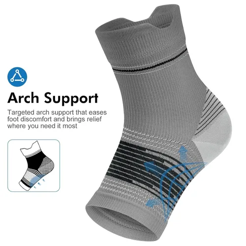 Vista 5 de Calcetines para fascitis plantar (6 pares) para hombres y mujeres, mangas de compresión para pies con soporte de arco y tobillo