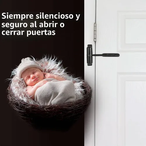 Vista 4 de Cierrapuertas automáticos de 2 piezas, cierrapuertas de resorte de seguridad, bisagra de puerta de cierre ajustable para convertir puertas con Negro