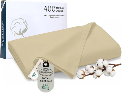 Vista 64 de Royale Linens Sábana encimera de 300 hilos de 100 % algodón peinado de fibras largas, súper suave, sábana encimera de tamaño individual se vende por