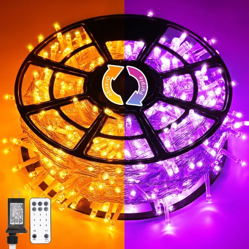 Vista 11 de JMEXSUSS 150 luces LED azules de Navidad para interiores y exteriores, luces de cadena conectables de 59 pies con enchufe, 8 modos de luces de hadas