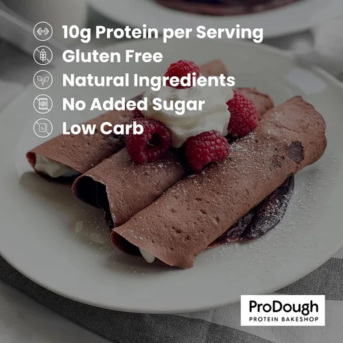 Vista 5 de ProDough - Mezcla de crepes francesa alta en proteínas, sin gluten, baja en carbohidratos, 0.31 onzas de proteína por porción, sin azúcares