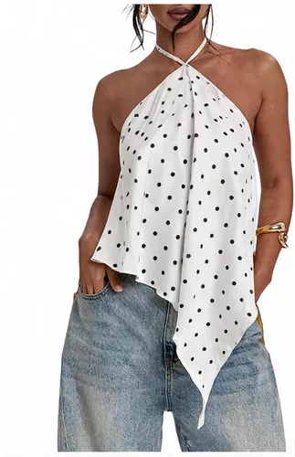 Vista 23 de Verdusa Top halter asimétrico de satén para mujer Amarillo claro
