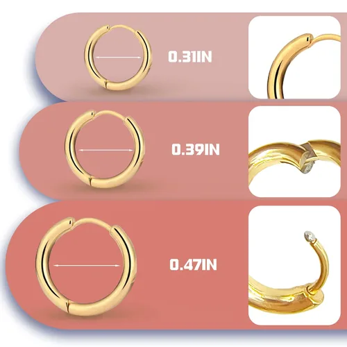 Vista 2 de Small Huggie Hoop Earrings for Women 14K Gold Plated Hoop Huggie Earrings for Men Hypoallergenic Lightweight Earrings Tiny Cartilage Ear Jewelry for