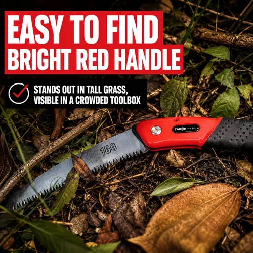 Vista 7 de TABOR TOOLS TTS25A - Sierra plegable con hoja curvada de 8 pulgadas, sierra de mano plegable para podar árboles, recortar ramas y cortar madera