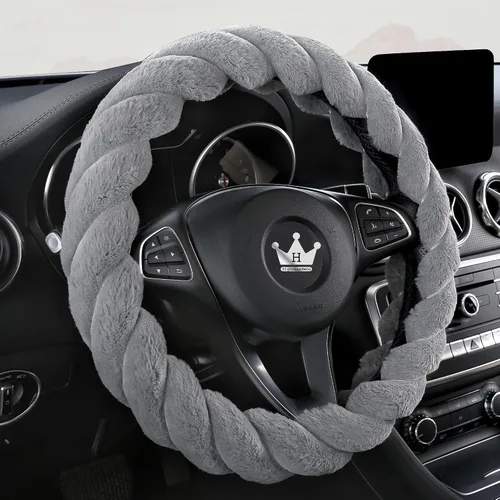 Vista 10 de HighnessHwoo Funda para volante de coche de felpa suave y lujosa de invierno para mujeres, accesorios automotrices cálidos y lindos para vehículos