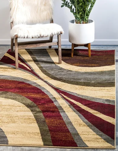 Vista 12 de Unique Loom Barista Collection - Alfombra Ngada (2 pies 2 pulgadas x 3 pies 1 pulgada, Rectangular, Beige/Rojo)