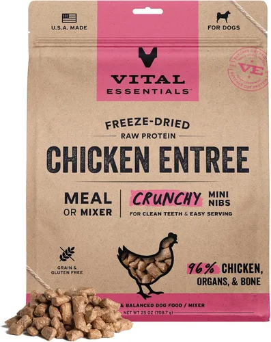 Vista 20 de Vital Essentials Alimento liofilizado para perros, mini puntas de ternera, bolsa de 5.5 onzas Crunchy, Complete Meal or Topper, Made With 96%
