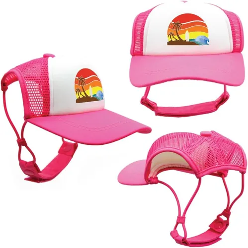 Vista 13 de Sunset Collection, sombreros de camionero de PupLid para perros (XXS) Protección solar elegante de alta calidad para el perro moderno, ajustable