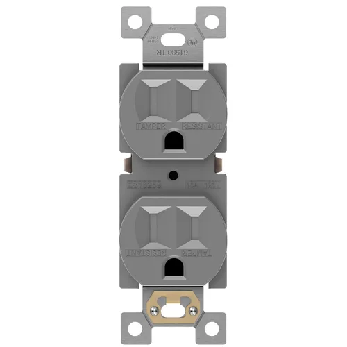 Vista 13 de ENERLITES Receptáculo dúplex, tomas de pared eléctricas resistentes a manipulaciones, grado comercial, 15A 125V, autoconectado, 2 polos, 3 cables