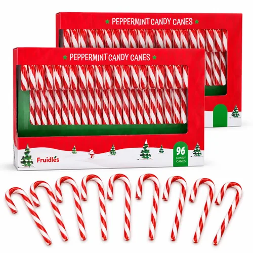 Vista 11 de Fruidles Paquete de 24 chupones de bastones de caramelo navideños, sabor a menta, envueltos individualmente