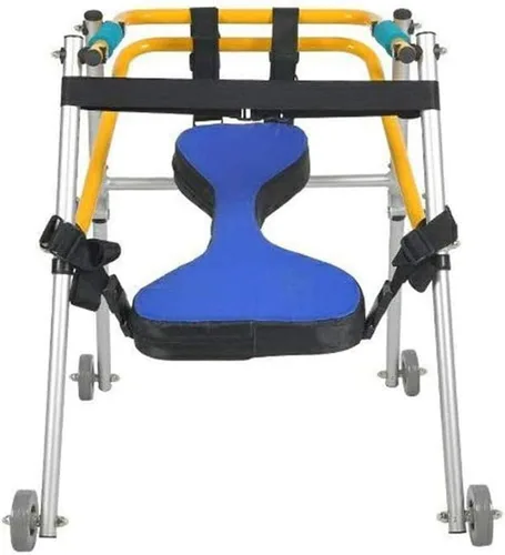 Vista 2 de Caminador ligero plegable de cuatro ruedas con asiento acolchado para niños pequeños, niños, adolescentes con necesidades especiales, parálisis