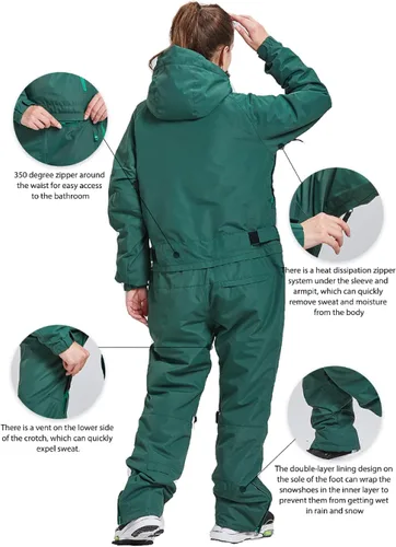 Vista 3 de BUMDEEP Womens One Pieces Ski Suits Jumpsuits Snowsuits Snowboard Winter Outdoor Waterproof Jackets