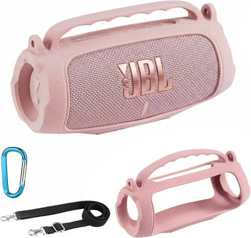 Vista 13 de Funda de silicona compatible con altavoz Bluetooth portátil impermeable JBL Charge 5 (azul)