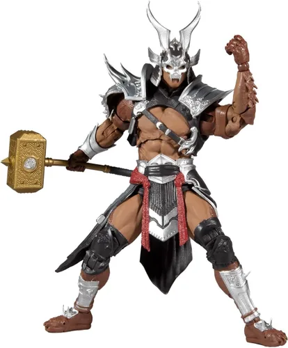 Vista 7 de McFarlane Toys Mortal Kombat Shao Kahn (Platinum Kahn) Figura de acción de 7 pulgadas con accesorios