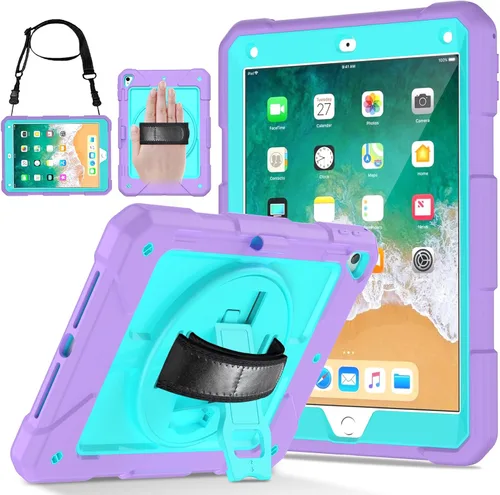 Vista 12 de LTROP Funda Protectora para iPad de 6ª/5ª Generación y iPad Air 2, Funda para iPad de 9.7 Pulgadas con Correa para el Hombro, Soporte
