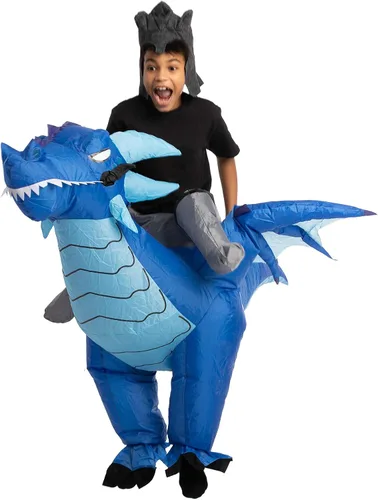Vista 5 de Spooktacular Creations Disfraz inflable de Halloween para montar un dragón de hielo azul unisex