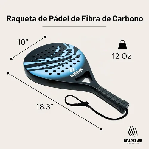 Vista 2 de Padel Racket Carbon Fiber Surface with EVA Memory, Flex Foam Core - Lightweight Padel Racquet Azul/Negro