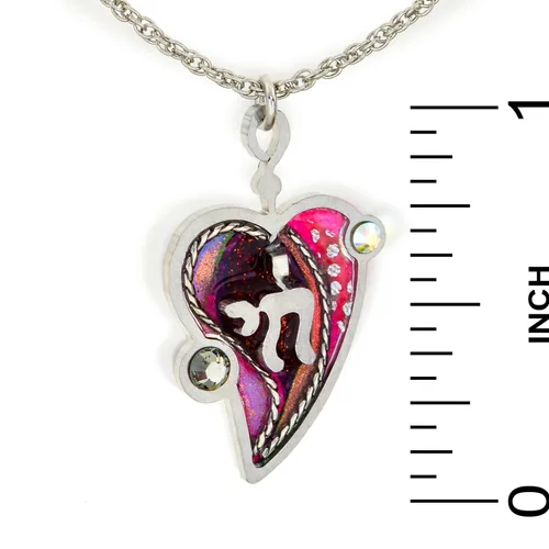 Vista 3 de seeka púrpura judaic Chai Vida & Corazón Amor collar n0402pu