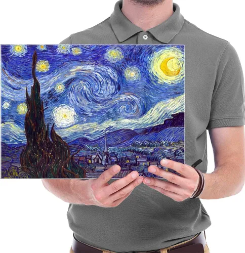 Vista 2 de Wieco Art Impresión en Lienzo de Noche Estrellada de Van Gogh Reproducción de Pinturas al Óleo Impresión en Lienzo Moderna Obra de Arte Imágenes