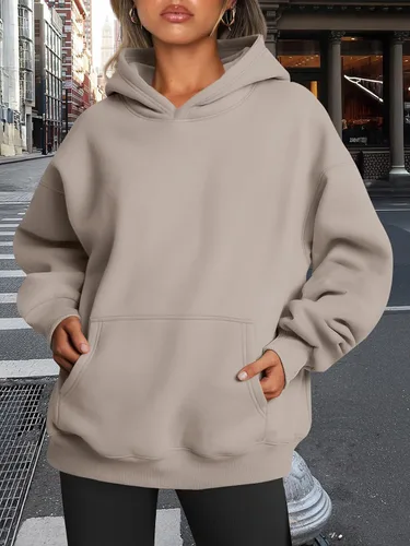 Vista 36 de Trendy Queen - Sudaderas extragrandes con capucha para mujer, suéteres de manga larga, sin botones, de vellón, de otoño, ropa de invierno