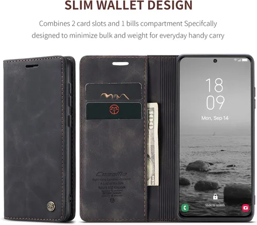 Vista 2 de Kowauri Funda para Samsung Galaxy S23, diseño clásico de piel con cierre magnético, con ranura para tarjetero, a prueba de golpes, funda protectora
