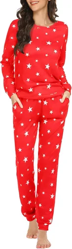 Vista 21 de Ekouaer - Conjunto de pijama de manga larga para mujer, ropa de dormir suave con cuello redondo y bolsillos, conjuntos de ropa de descanso Negro
