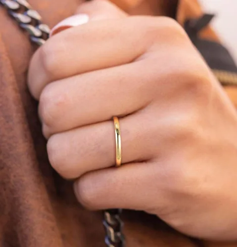 Vista 5 de Anillo Tigrade dorado, titanio, cúpula plana, altamente pulido, anillo de matrimonio de ajuste cómodo, talla 3-13, de 0.08 pulgadas, 0.16 pulgadas