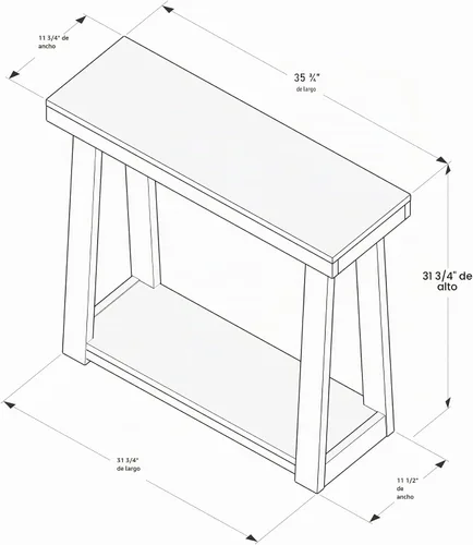 Vista 2 de Plank+Beam Mesa consola clásica con estante - 36 pulgadas, color negro