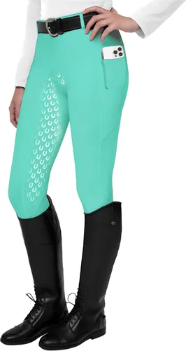 Vista 9 de FitsT4 Sports Mallas de Equitación de Asiento Completo para Mujer con Agarre de Silicona Activa Pantalones Ecuestres Albaricoque