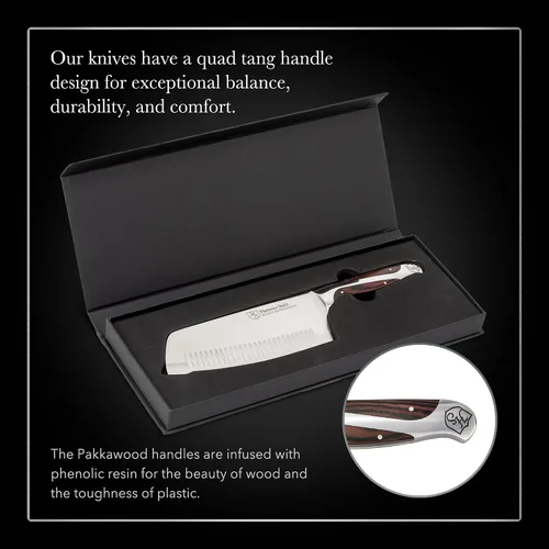 Vista 4 de Hammer Stahl Cuchilla de verduras de 7 pulgadas, cuchillo de cortar profesional, acero forjado alemán de alto carbono, mango ergonómico de madera