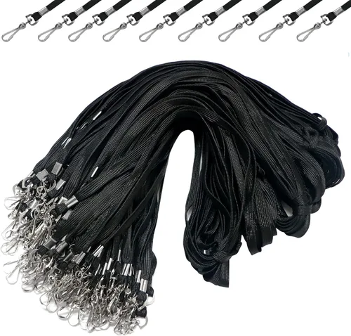 Vista 11 de 120 cordones negros premium al por mayor, cordón redondo de 36 pulgadas con gancho giratorio en J para placa de identificación, VIP, escuela, niños
