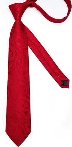 Vista 4 de DiBanGu Conjunto de corbata de cachemira para hombre, corbata jacquard tejida de seda y gemelos cuadrados de bolsillo, conjunto de regalo, formal