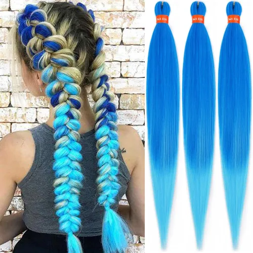 Vista 46 de Cabello trenzado preestirado ombré, extensiones de cabello trenzado sedoso, sin picazón, trenzas de cabello trenzado de ganchillo con textura Yaki