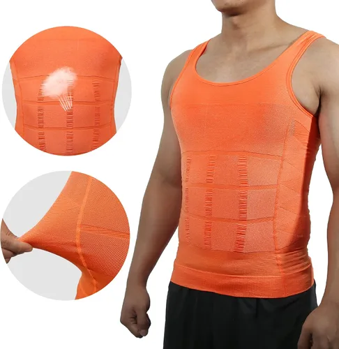 Vista 4 de VOCOSTE Ropa interior moldeadora de abdomen para hombre, faja elástica de nailon