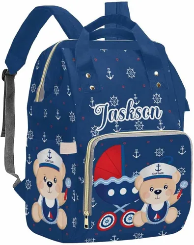 Vista 14 de Artsadd Bolsa de pañales con nombre personalizado para bebé, mochila para mamá y papá, pattern 01, Mochilas Daypack