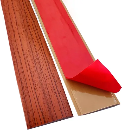 Vista 8 de Tira de transición de piso, tiras de cubierta de suelo de transición autoadhesivas, diseño de grano de madera cortable, tira divisora plana de piso