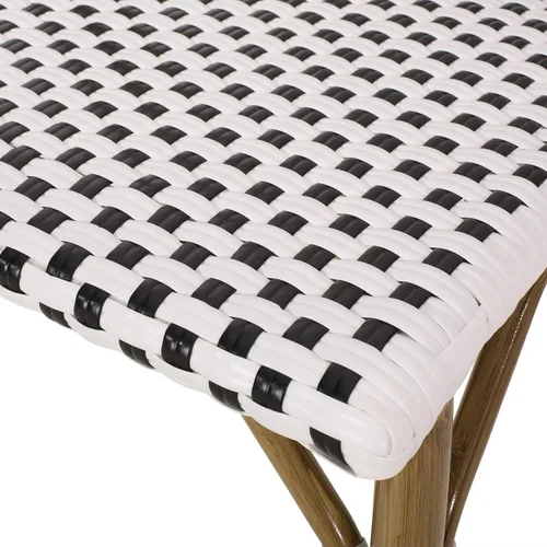 Vista 6 de Christopher Knight Home Philomena - Silla francesa para exteriores (juego de 4), color negro + blanco + acabado de bambú Negro + blanco + acabado